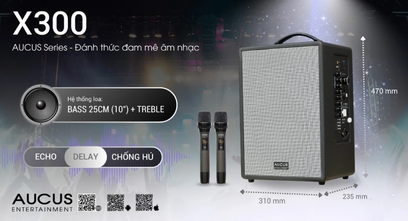 Loa xách tay Mini Karaoke Acnos AUCUS X300, công suất 400W